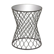 Classic Style Metal Mirror Round Accent Table Home Decor