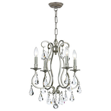 Crystorama 5014-OS-CL-S, 4-Light Mini Chandelier, Olde Silver