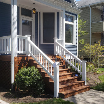 Evanston front porch power wash, staining and painting.