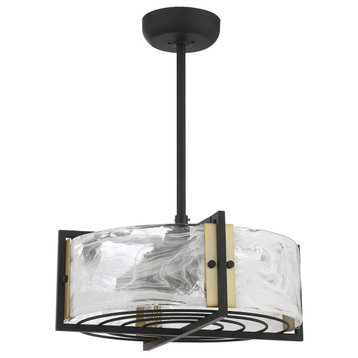 Hayward 4 Light 12 in. Indoor Ceiling Fan, Matte Black with Warm Brass Accents