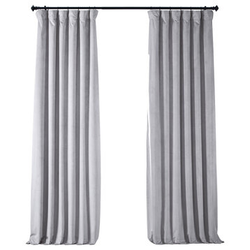 Signature Plush Velvet Blackout Curtain Single Panel, Concrete Gray, 50wx96l