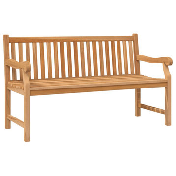vidaXL Solid Teak Wood Patio Bench 59.1" Garden Outdoor Wooden Seat Chair
