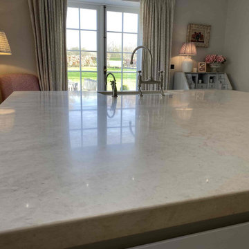 Removing a Large Scratch from Limestone Worktop in Aldermaston