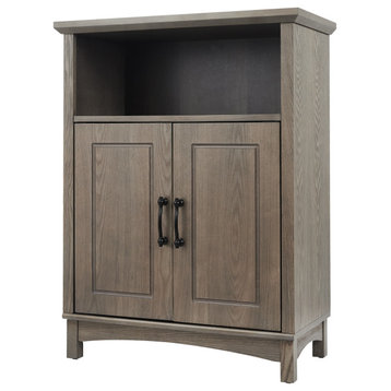 Wooden Bathroom Floor Cabinet Open Shelf Oak