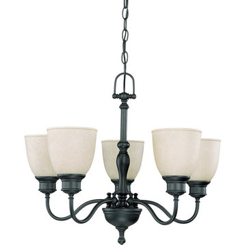 Nuvo Bella 5-Light Aged Bronze and Biscotti Glass Chandelier