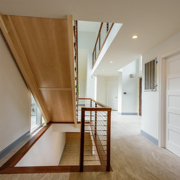 Custom Exotic Mahogany, Maple and Stainless Steal Staircase
