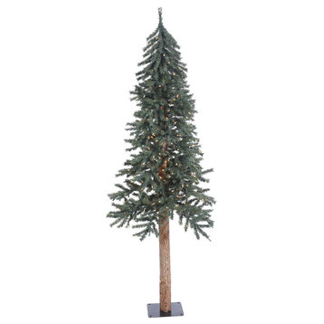 Vickerman B907361 6' Natural Bark Alpine Artificial Christmas Tree, Clear Lights