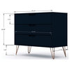 Manhattan Comfort Rockefeller 3-Piece Dresser & Nightstand Set, Blue