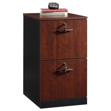 Pemberly Row Wood 2 Drawer File Cabinet with Storage in Classic Cherry