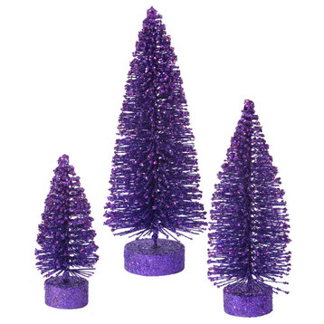 5"x7"x9" Glitter Oval Tree Set, Purple