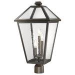 Z-Lite - Z-Lite 579PHXLR-ORB Talbot 3 Light Outdoor Post Mount in Oil Rubbed Bronze - Bring welcomed light to an exterior front or back walkway with a classic fixture reflecting a charming village theme. Made from Rubbed Bronze finish metal and seedy glass panels, this three-light outdoor post mount fixture delivers a fresh upgrade with a round post mount and an industrial-inspired attitude.