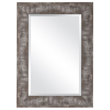 Distressed Rustic Light Wood Rectangular Wall Mirror, Bathroom Mirror, 26 X 36