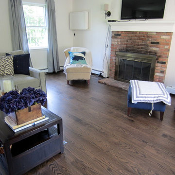 COLD SPRING HARBOR - NEW INSTALL + SAND OLD FLOOR: RED OAK W JACOBEAN & TRAFFIC