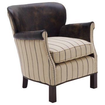 Brown Stripe Leather Armchair | Andrew Martin Harrow