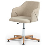 Four Hands - Edna Desk Chair-Fedora Oatmeal - Made for the modern office. Finely tailored seating of high-performance fabric curves in all the right places for total comfort in the workplace. A five-star steel and beech wood base offers height adjustability for added ease.