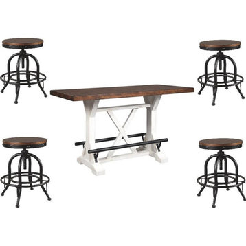 36" Dining Table with Adjustable Swivel Bar Stools Set in Brown and Black