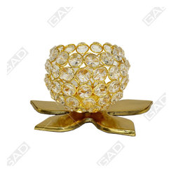 GOLDEN EMBOSSED LOTUS CRYSTAL BALL - Candles & Candle Holders