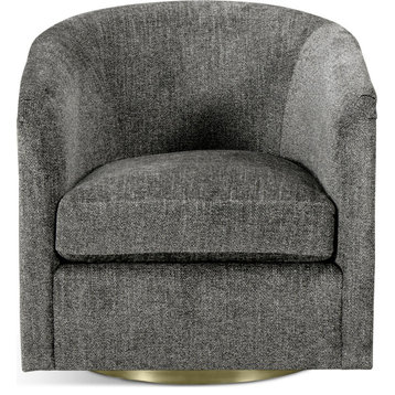 Upholstery Casual Transitional Swivel Sofa Chair - Dark French Oak
