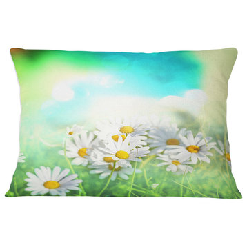 Chamomiles on Abstract Background Floral Throw Pillow, 12"x20"