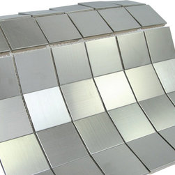 Matte Silver Stainless Steel Metallic Square Glass Mosaic Tiles - Home Accessories & Decor