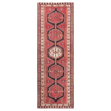 Vintage Karajeh Collection Hand-Knotted Lamb's Wool Area Rug- 3' 6"x10'10"