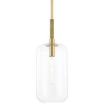 Hudson Valley Lighting - Lenox Hill 1-Light Large Pendant, Aged Brass, Clear Glass Shade - Minimalist design allows the beauty of Lenox Hill's glass shade and long knurled accent along the rod to shine as much as the light itself.