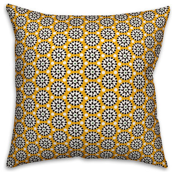 Boho Polka Dots, Yellow Throw Pillow Cover, 20"x20"