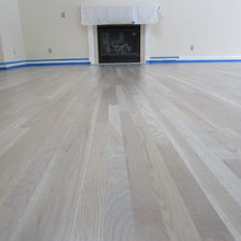 Grey Stain with satin traffic top coat
