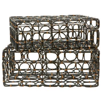 Dimond Home Rectangular Black & Tan Oval Ring Box, 2-Piece Set