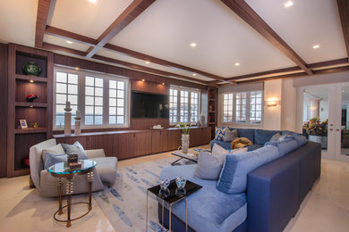 Example of a minimalist family room design in Miami
