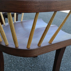 Walnut Curved Backed Spindle Armchair - Dining Chairs