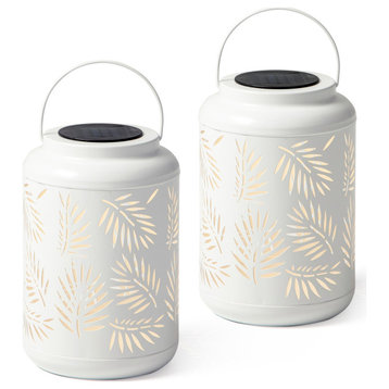 Set of 2 8.75"H Solar Powered Hanging Lantern