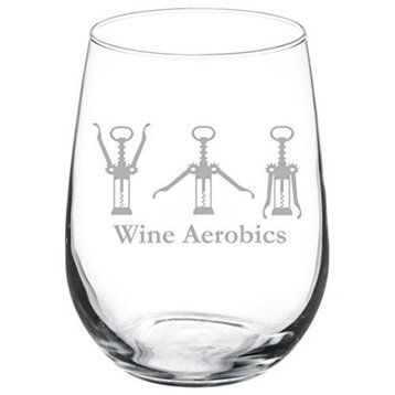 17 Oz Stemless Wine Glass Funny Wine Aerobics