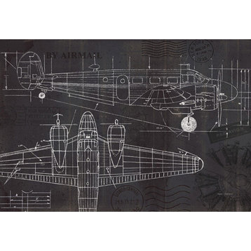 Plane Blueprint Fine Art Giant Canvas Print 72"X48"