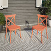 Strata Furniture Traditional Polypropylene Patio X-Chair in Coral (Set of 2)