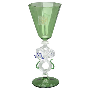 GlassOfVenice Murano Glass Cordial Liqueur And Sherry Glass - Green