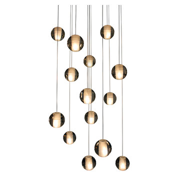 Lightupmyhome Orion 14 Light Floating Glass Globe LED Chandelier, Chrome