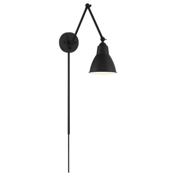 Fulton Swing Arm Lamp, Matte Black With Switch