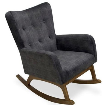 Pemberly Row Mid-Century Modern Tight Back Fabric Rocking Chair in Gray