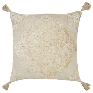 Ox Bay Cream Medallion Cotton Blend Pillow Cover, 20"x20"