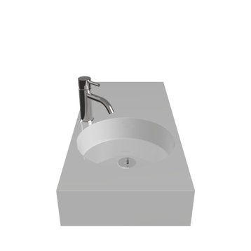 Badeloft Stone Resin Wall-mounted Sink, Glossy White