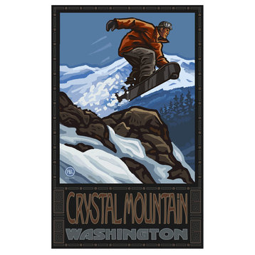 Paul A. Lanquist Crystal Mountain Washington Snowboarder Art Print, 12"x18"
