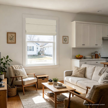 Neutral Roman Blinds for Transitional Living Room