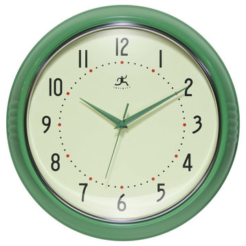 15 Inch Round Retro Wall Clock, Green