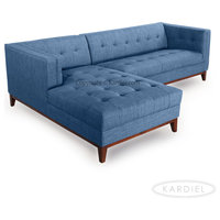 Harrison Midcentury Twil Sofa Chaise Sectional, Blue Curacao, Left Facing