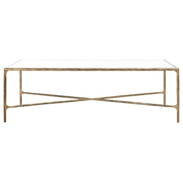 Safavieh Couture Jessa Rectangle Metal Coffee Table, Brass