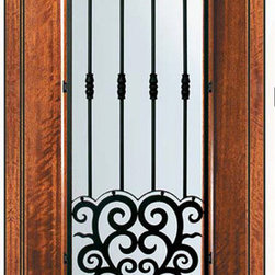 Pre-hung Single Door 96 Wood Mahogany Barcelona 3/4 Lite - Front Doors