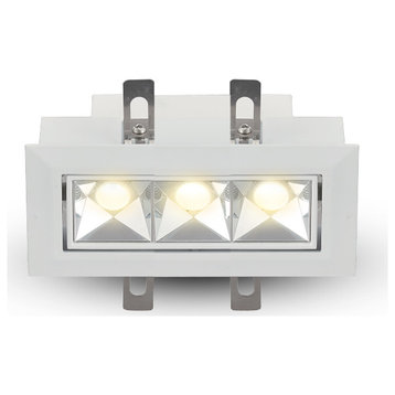 3 Lights Integrated LED Adjustable Recessed Downlight w/ Trim Comm. Grade, White