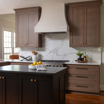 Raleigh NC Kitchen Remodel — Warm Transitional Kitchen with Custom Plaster Hood