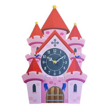 Quiet Battery Operated Clock Beautiful Flower Shape Wall Clock for Kids Blue Flower Shape Wall Clock for Kids Room Decoration Moving Eyes Clock 5 Vibrant Colors Best Kids Bedroom Décor